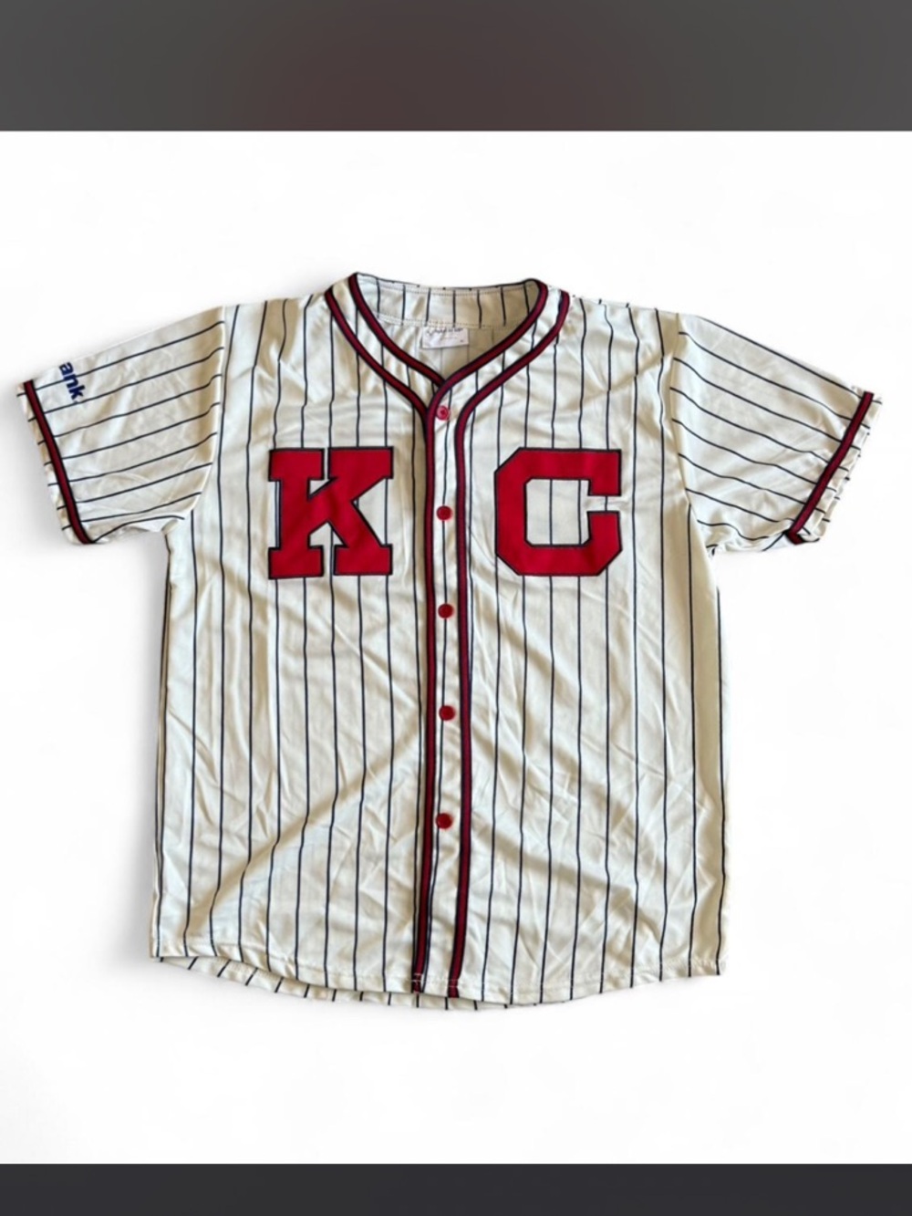 KC Pinstripe Baseball Jersey - Red & White